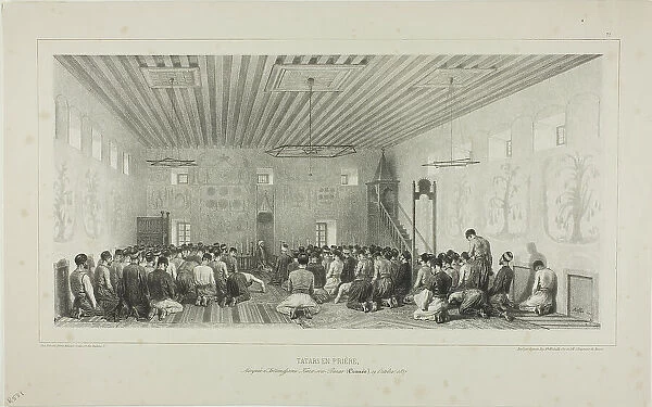 Praying Tartars, Istrimdjami-Kara-sou-Bazar, Crimea, October 19, 1837, 1844. Creator: Auguste Raffet