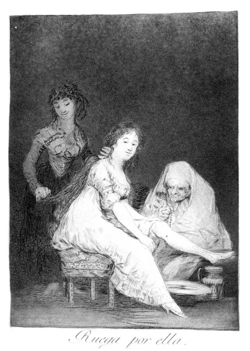 Framed Print : She prays for her, 1799. Artist: Francisco Goya Framed Print : She prays for her, 1799. Artist: Francisco Goya