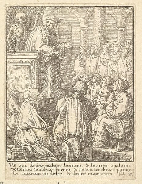 Preacher, from the Dance of Death, 1651. Creator: Wenceslaus Hollar