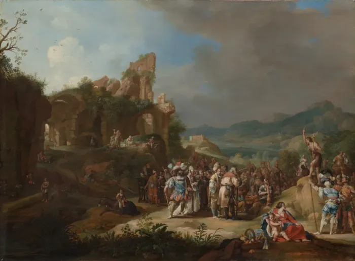 Framed Print : The Preaching of John the Baptist, 1634. Creator: Bartholomeus Breenbergh Framed Print : The Preaching of John the Baptist, 1634. Creator: Bartholomeus Breenbergh