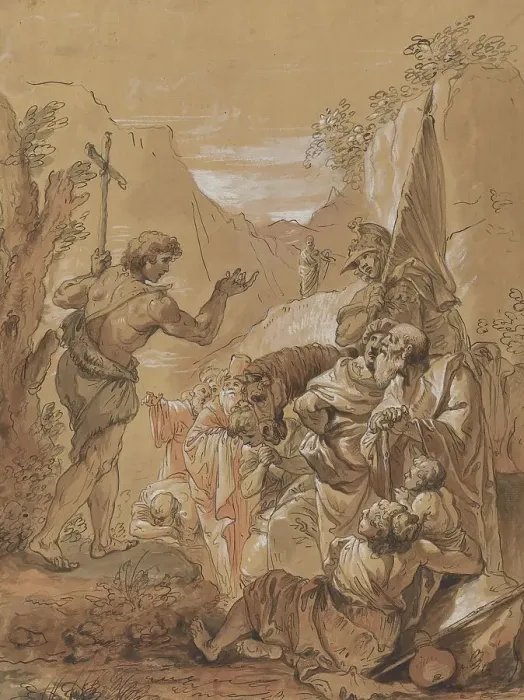 Framed Print : Preaching of John the Baptist in the Wilderness, 18th century. Creator: Francesco Fontebasso Framed Print : Preaching of John the Baptist in the Wilderness, 18th century. Creator: Francesco Fontebasso