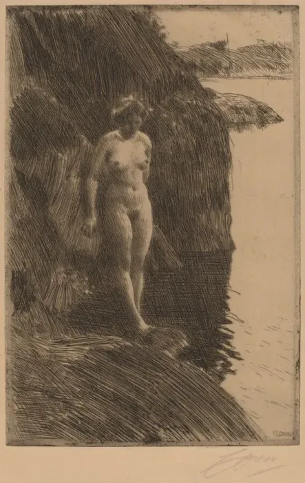 Framed Print : Precipice, 1909. Creator: Anders Leonard Zorn Framed Print : Precipice, 1909. Creator: Anders Leonard Zorn