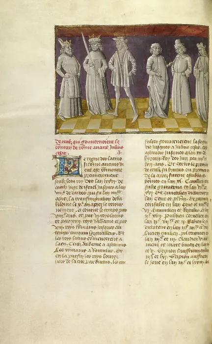 Framed Print : The Six Predecessors of Julius Caesar; Miroir Historial, about 1475. Creator: Unknown Framed Print : The Six Predecessors of Julius Caesar; Miroir Historial, about 1475. Creator: Unknown
