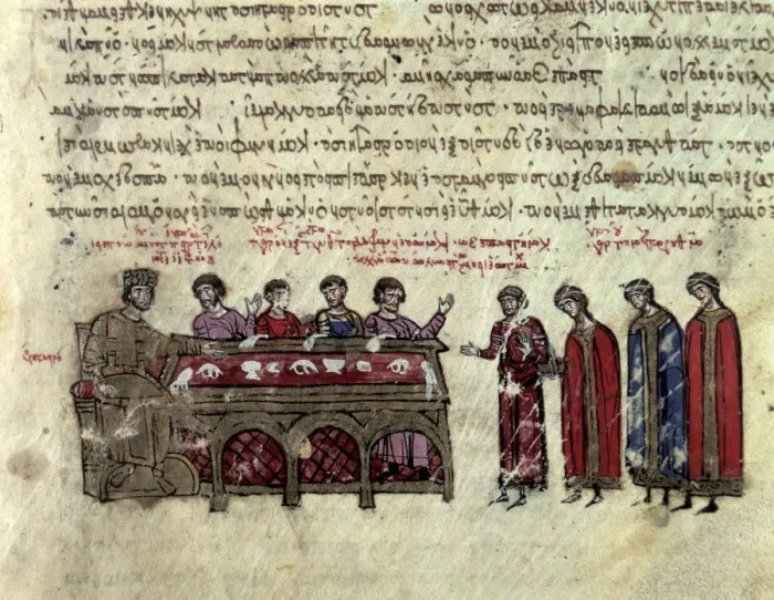 Framed Print : Prediction on the Emperor Michael II, Miniature in Scylitzes Matritensis (facsimile Framed Print : Prediction on the Emperor Michael II, Miniature in Scylitzes Matritensis (facsimile