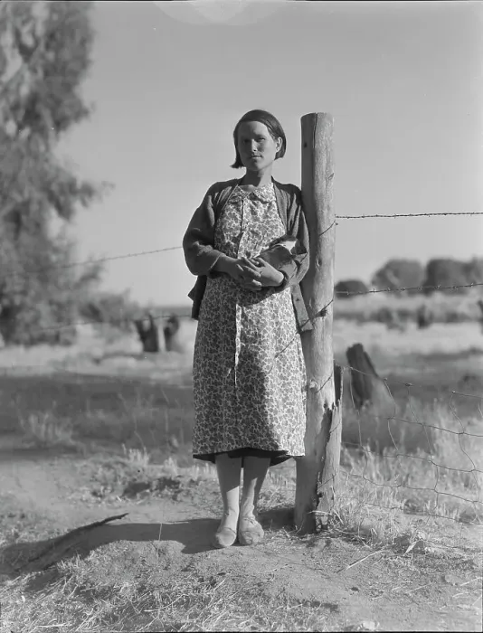 Framed Print : Pregnant migrant woman living in California squatter camp, Kern County, 1936. Creator: Dorothea Lange Framed Print : Pregnant migrant woman living in California squatter camp, Kern County, 1936. Creator: Dorothea Lange