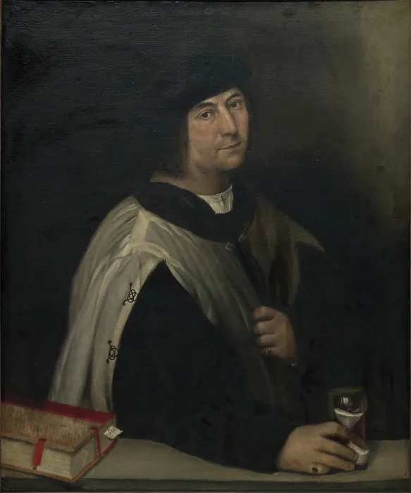 Framed Print : Prelate with an Hourglass, 1519. Creator: Sebastiano del Piombo Framed Print : Prelate with an Hourglass, 1519. Creator: Sebastiano del Piombo