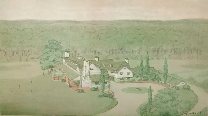 Framed Print : Preliminary study for the Oakland Golf Club, Bayside, New York, 1925 Framed Print : Preliminary study for the Oakland Golf Club, Bayside, New York, 1925