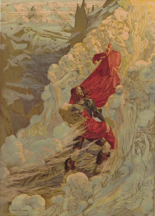 Framed Print : Premiere Poster for the opera Fervaal by Vincent d'Indy in the Théâtre de l'Opéra-Comique... 1897. Creator: Schwabe, Carlos (1866-1926) Framed Print : Premiere Poster for the opera Fervaal by Vincent d'Indy in the Théâtre de l'Opéra-Comique... 1897. Creator: Schwabe, Carlos (1866-1926)