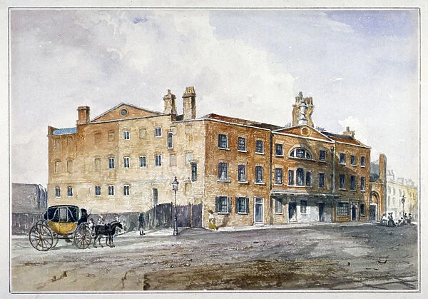 Premises of George March, licensed rectifier, in Cobham Row, Holborn, London, c1830