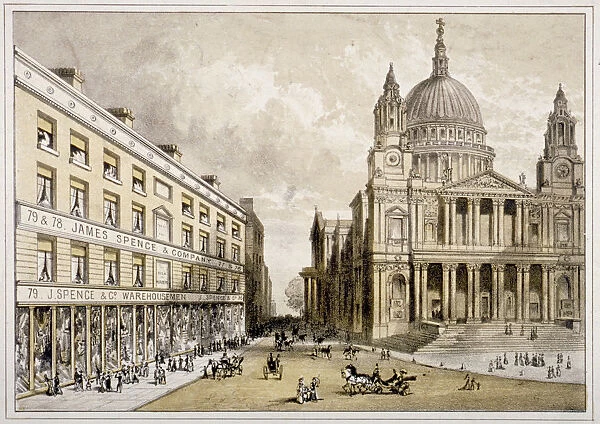 Premises of James Spence and Co, warehousemen, 76-79 St Pauls Churchyard, City of London, 1850