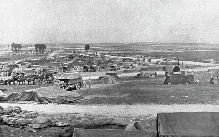 Framed Print : Preparatifs d'offensive; Vue d'ensemble d'un depotde munitions sur le front, avec... 1917. Creator: Unknown Framed Print : Preparatifs d'offensive; Vue d'ensemble d'un depotde munitions sur le front, avec... 1917. Creator: Unknown