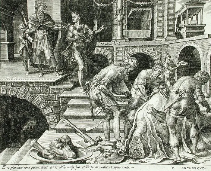Framed Print : The Preparation of the Banquet and the King Sending out His Servants to Invite Guests, 1559. Creator: Dirck Volkertsen Coornhert Framed Print : The Preparation of the Banquet and the King Sending out His Servants to Invite Guests, 1559. Creator: Dirck Volkertsen Coornhert