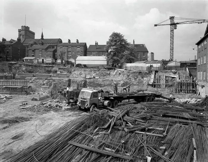 Framed Print : Preparation for construction work, Sheffield University, South Yorkshire, 1960. Artist Framed Print : Preparation for construction work, Sheffield University, South Yorkshire, 1960. Artist