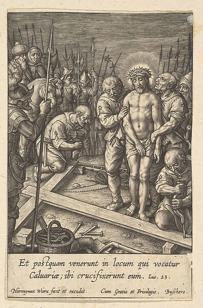 The Preparation of the Cross, before 1619. Creator: Hieronymous Wierix