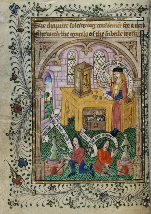 Framed Print : Preparation of experiments, c1477. Creator: Unknown Framed Print : Preparation of experiments, c1477. Creator: Unknown