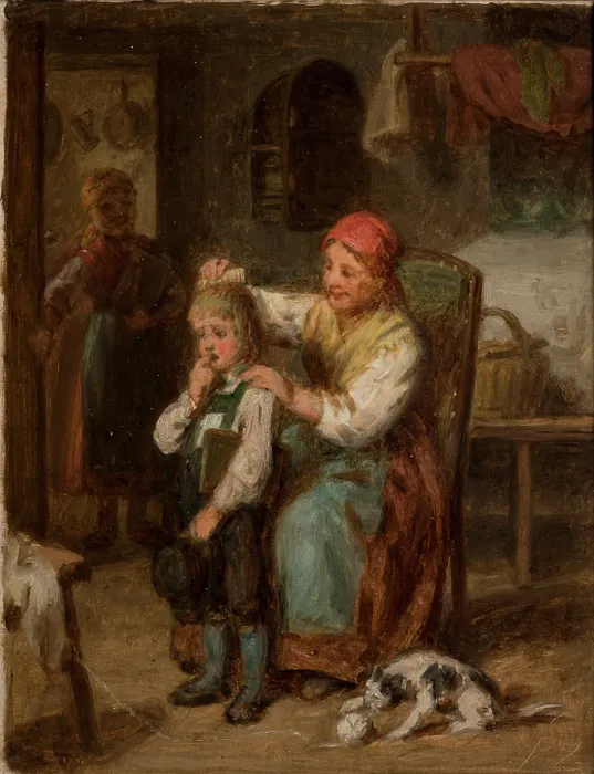 Framed Print : Preparation for School, between 1856-1860. Creator: Leopold Loeffler Framed Print : Preparation for School, between 1856-1860. Creator: Leopold Loeffler