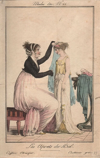 Preparations for the ball: Etruscan Hairstyle, Greek Costume, 1801