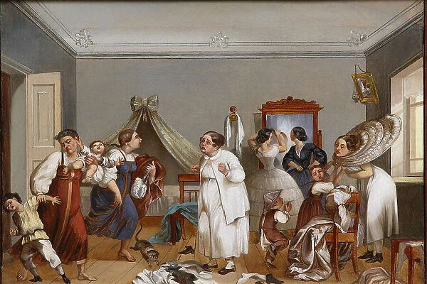 Preparations for a ball in a merchant house, Mid of the 19th century. Creator: Anonymous