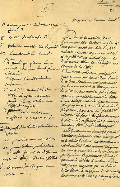 Preparatory notes for the Concordat, 22 November 1800, (1921). Creator: Unknown