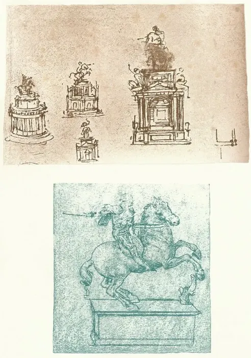 Framed Print : Two preparatory studies for the Sforza Monument, c1482-c1499 (1883). Artist: Leonardo da Vinci Framed Print : Two preparatory studies for the Sforza Monument, c1482-c1499 (1883). Artist: Leonardo da Vinci