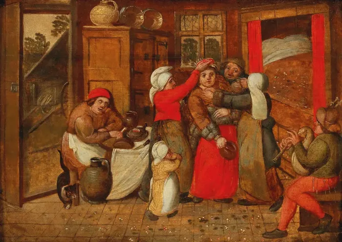 Framed Print : Preparing for the bridal bed, 1570s. Creator: Cleve, Marten van, the Elder (1527-1581) Framed Print : Preparing for the bridal bed, 1570s. Creator: Cleve, Marten van, the Elder (1527-1581)