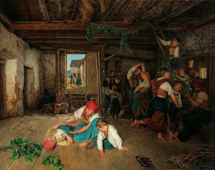 Framed Print : Preparing the Celebration of the Wine Harvest, 1860. Creator: Waldmüller Framed Print : Preparing the Celebration of the Wine Harvest, 1860. Creator: Waldmüller