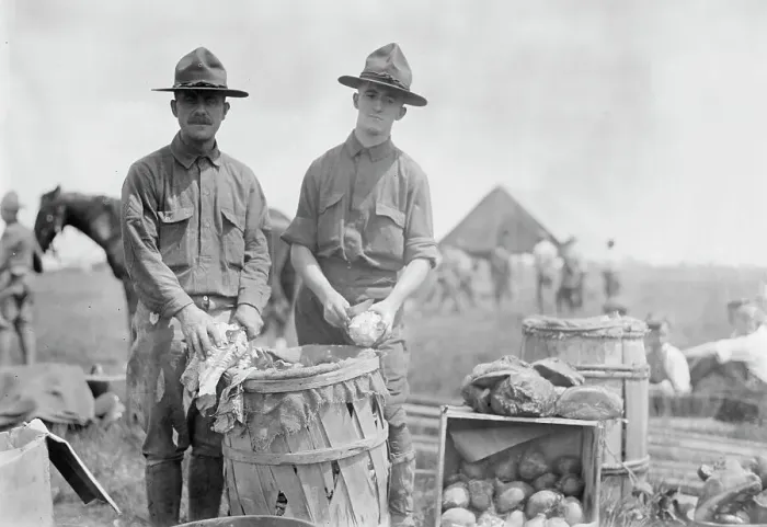 Framed Print : Preparing Dinner, between c1910 and c1915. Creator: Bain News Service Framed Print : Preparing Dinner, between c1910 and c1915. Creator: Bain News Service