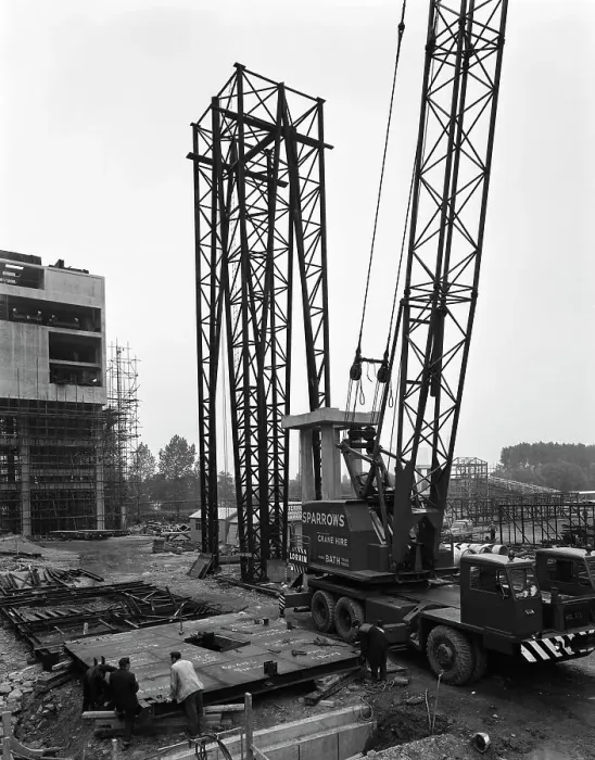Framed Print : Preparing to lift a fabricated section on the site of Coleshill Gas Works, Warwickshire, 1962 Framed Print : Preparing to lift a fabricated section on the site of Coleshill Gas Works, Warwickshire, 1962