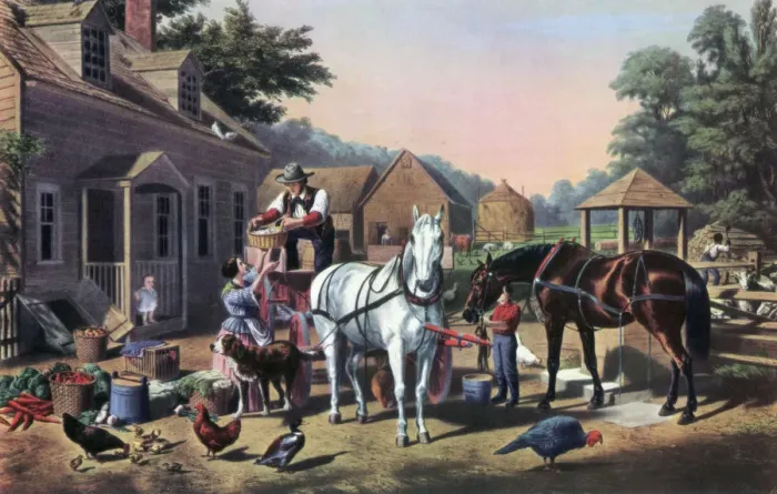 Framed Print : Preparing for Market, 1856. Artist: Currier and Ives Framed Print : Preparing for Market, 1856. Artist: Currier and Ives