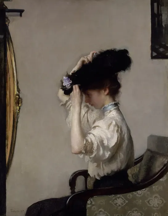 Framed Print : Preparing for the Matinee, 1907. Creator: Edmund Charles Tarbell Framed Print : Preparing for the Matinee, 1907. Creator: Edmund Charles Tarbell