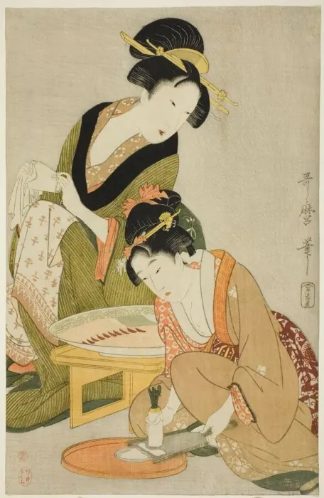 Framed Print : Preparing a Meal, Japan, c. 1798 / 99. Creator: Kitagawa Utamaro Framed Print : Preparing a Meal, Japan, c. 1798 / 99. Creator: Kitagawa Utamaro