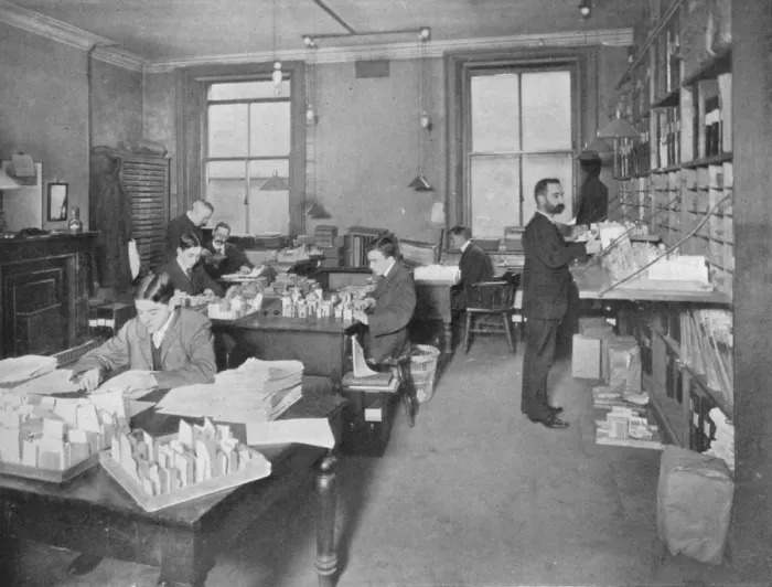 Framed Print : Preparing publications for the press, Patent Office, London, c1903 (1903) Framed Print : Preparing publications for the press, Patent Office, London, c1903 (1903)