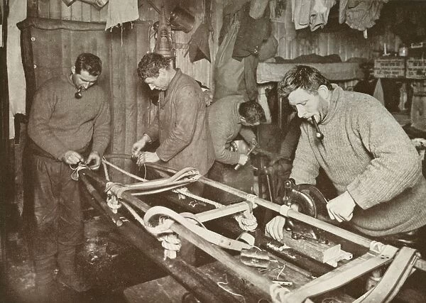 Preparing Sledges for the Polar Journey (Crean, Forde, Lashly, P. O. Evans), c1911, (1913)