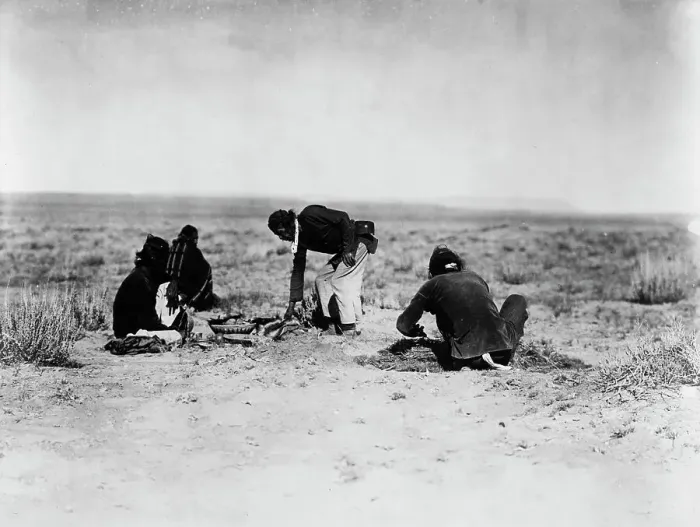 Framed Print : Preparing the sweat, c1905. Creator: Edward Sheriff Curtis Framed Print : Preparing the sweat, c1905. Creator: Edward Sheriff Curtis