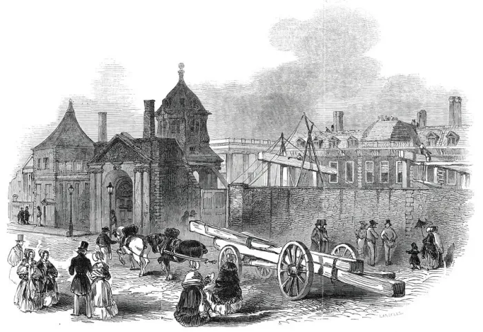 Framed Print : Present state of the British Museum, 1845. Creator: Ebenezer Landells Framed Print : Present state of the British Museum, 1845. Creator: Ebenezer Landells