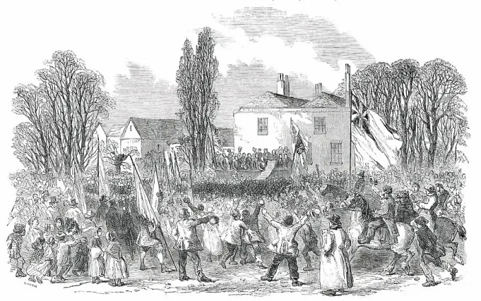 Framed Print : Presentation of the Address to the Hon. A. H. Vernon at Barlowfold, 1850. Creator: Smyth Framed Print : Presentation of the Address to the Hon. A. H. Vernon at Barlowfold, 1850. Creator: Smyth