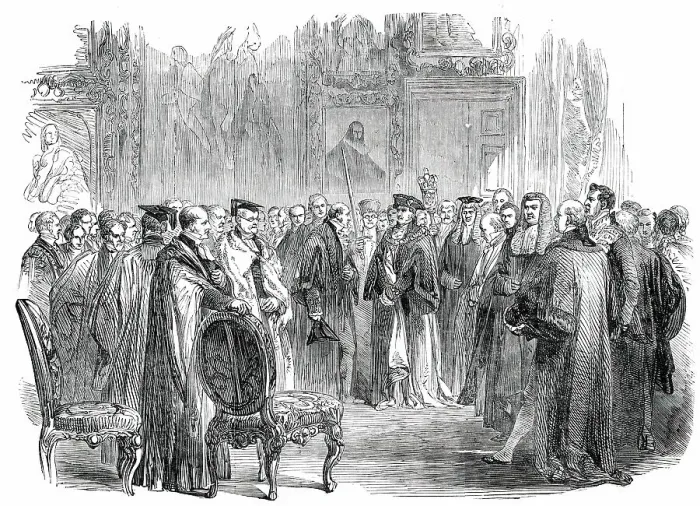 Framed Print : Presentation of Addresses to Her Majesty, at Windsor Castle... 1850. Creator: Unknown Framed Print : Presentation of Addresses to Her Majesty, at Windsor Castle... 1850. Creator: Unknown