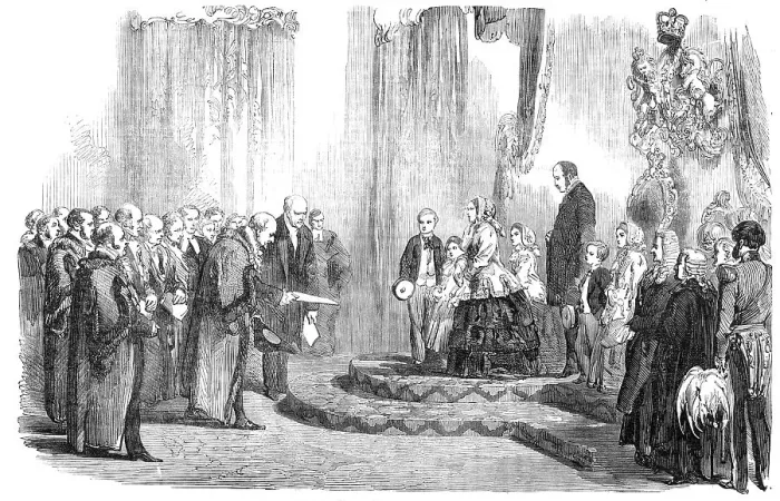 Framed Print : Presentation of Addresses to Her Majesty, at the Station Hotel, Hull, 1854. Creator: Unknown Framed Print : Presentation of Addresses to Her Majesty, at the Station Hotel, Hull, 1854. Creator: Unknown