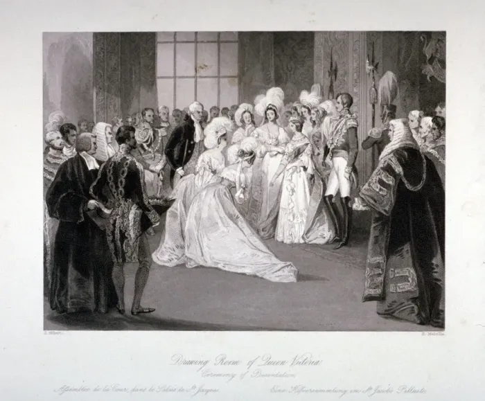Framed Print : Presentation ceremony in St Jamess Palace, Westmister, London, c1840 Framed Print : Presentation ceremony in St Jamess Palace, Westmister, London, c1840
