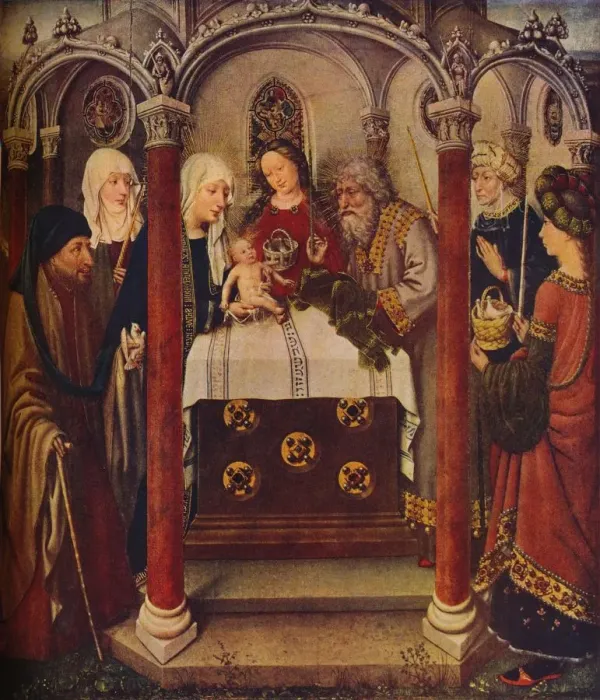 Framed Print : The Presentation of Christ in the Temple: An altar-piece, c1434. Artist: Jacques Daret Framed Print : The Presentation of Christ in the Temple: An altar-piece, c1434. Artist: Jacques Daret