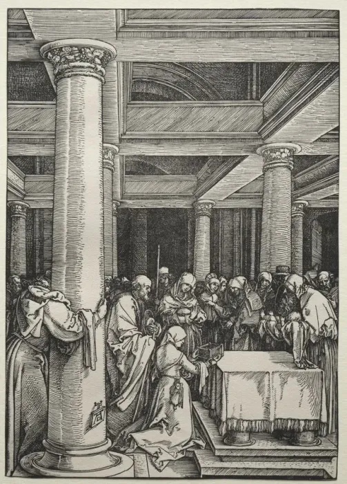 Framed Print : The Presentation of Christ in the Temple, c. 1504-1505. Creator: Albrecht Dürer (German Framed Print : The Presentation of Christ in the Temple, c. 1504-1505. Creator: Albrecht Dürer (German