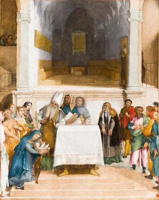 Framed Print : The Presentation of Christ in the Temple, c.1555. Creator: Lotto, Lorenzo (1480-1556) Framed Print : The Presentation of Christ in the Temple, c.1555. Creator: Lotto, Lorenzo (1480-1556)