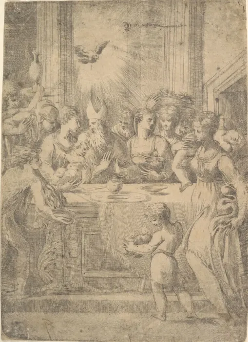 Framed Print : The presentation of Christ in the temple, ca. 1543-46. Creator: Andrea Schiavone Framed Print : The presentation of Christ in the temple, ca. 1543-46. Creator: Andrea Schiavone