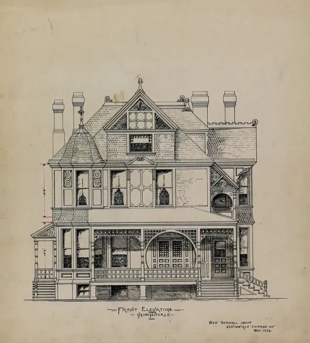 Framed Print : Presentation Design Drawings, Residence for Dr. Stratford, Chicago, Illinois Framed Print : Presentation Design Drawings, Residence for Dr. Stratford, Chicago, Illinois