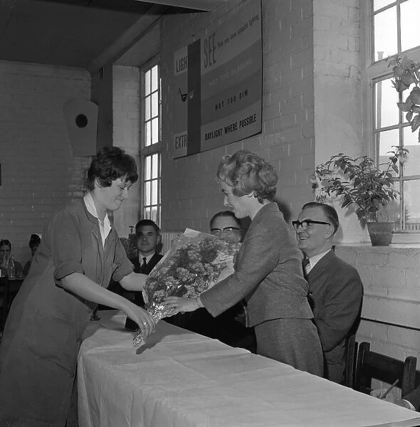 Presentation to a female worker at the ICI Detonator works, Denaby Main, South Yorkshire, 1962