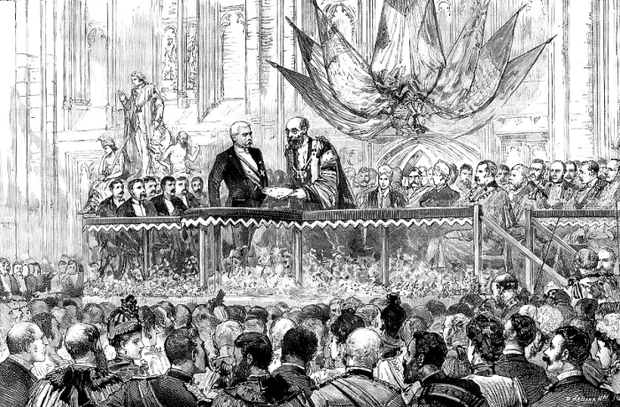Framed Print : Presentation of the Freedom of the City of London to Mr. Stanley at Guildhall, 1890. Creator: P Naumann Framed Print : Presentation of the Freedom of the City of London to Mr. Stanley at Guildhall, 1890. Creator: P Naumann