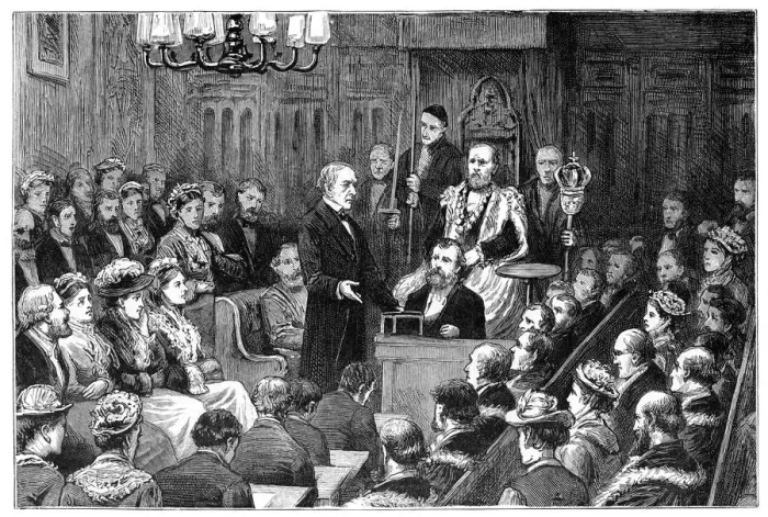 Framed Print : Presentation of the Freedom of the City to Mr Gladstone, 1877 Framed Print : Presentation of the Freedom of the City to Mr Gladstone, 1877