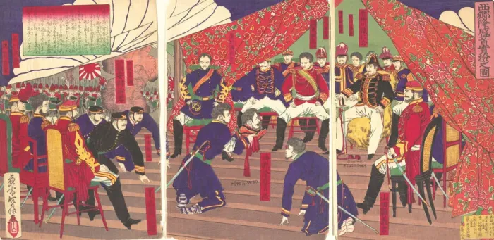 Framed Print : Presentation of the Head of Saigo to the Prince Arisogawa, Oct. 16, 1877 (Meiji 10) Framed Print : Presentation of the Head of Saigo to the Prince Arisogawa, Oct. 16, 1877 (Meiji 10)