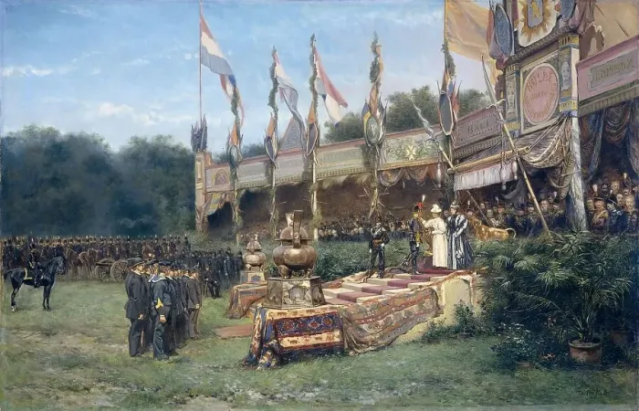 Framed Print : Presentation of the Lombok Cross by Queen Wilhelmina...The Hague, 6 July 1895, (1895). Creator: Johann Mari Henri ten Kate Framed Print : Presentation of the Lombok Cross by Queen Wilhelmina...The Hague, 6 July 1895, (1895). Creator: Johann Mari Henri ten Kate