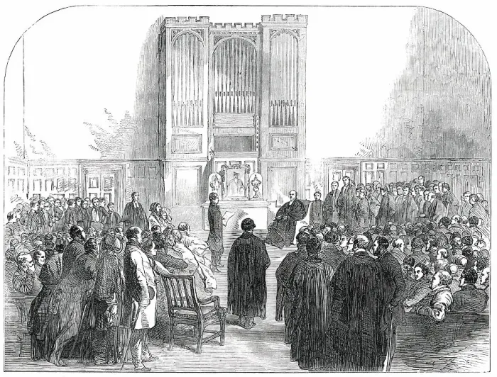 Framed Print : Presentation of a Memorial to Dr. Tait, at Rugby School, 1850. Creator: Unknown Framed Print : Presentation of a Memorial to Dr. Tait, at Rugby School, 1850. Creator: Unknown